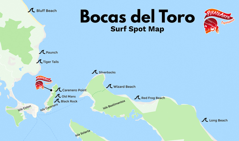 Bocas del Toro Surf Map